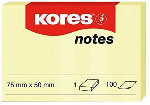 Kores N46057 Haftnotizen Notes, 75 x 50 mm, 100 Blatt, gelb