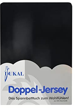 Dukal | Topper Spannbettlaken | max. Höhe 10 cm | 120x200 – 130x200 cm | aus hochwertigem DOPPEL-Jersey | 100% Baumwolle | Farbe: schwarz