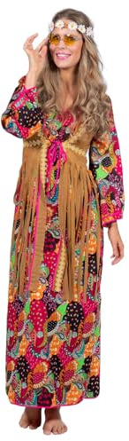 WILBERS & WILBERS - Hippie Kleid im 60er Jahre Style | bodenlanges Kleid, Flower Power, Karneval Kostüm, Festival Look
