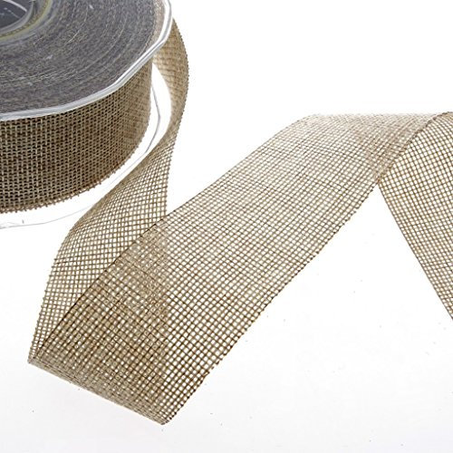 DEKO AS Shabby Chic Leinenoptik Dekoband, Polyester geruchsneutral, Beige, 3,8 cm x 20 m, 5