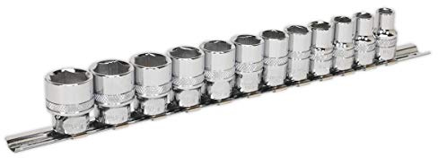 Sealey AK2741 12 Sockets on Rail - 6pt 3/8 Drive - Metric 8mm - 19mm Lock-On™ ** Sealey_AK2741 **