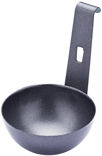 KitchenCraft Non Stick Egg Poacher Cup for Single Egg with Hook, Metal, Black, 7.5 x 16 cm