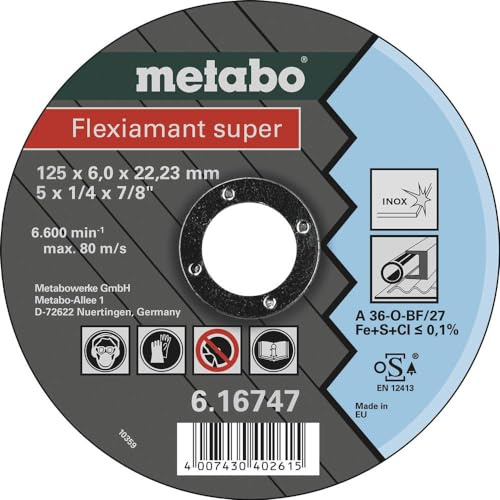 Metabo 616747000 Flexiamant Super Stainless Disc, 0 V, Green, 125 x 6.0 x 22.2 mm