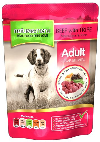 Natures Menu - Wet Dog Food - Pouches for Adult Dogs with Beef and Tripe - 300g