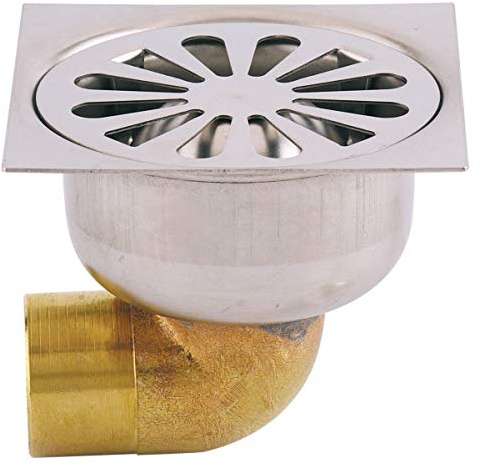 siphon de sol - 100 x 100 mm - inox - cloche de 90 - evacuation 38 mm horizontale - valentin 4601000000