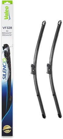 VALEO Silencio Wischer - VF328 - Leistungsstarke, hervorragende Sicht auf der Straße, einfache Montage - originale Flachblätter 530mm/530mm - Vorne - Set mit 2 Wischerblättern - 574384