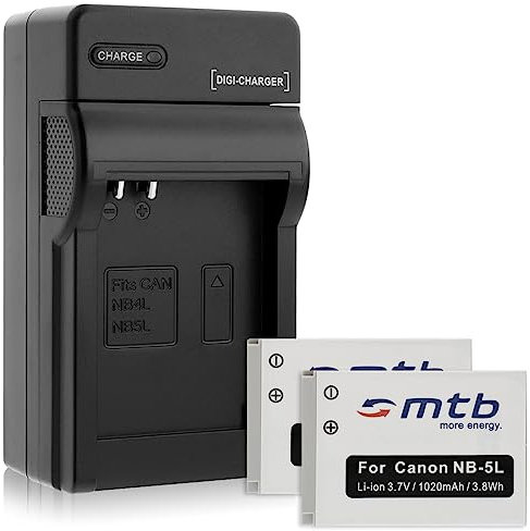 2 Akkus + Ladegerät (KFZ, Netz) für Canon NB-5L / Ixus 90 is, 800 is...Powershot SD990 is, SX230 HS... - s. Liste