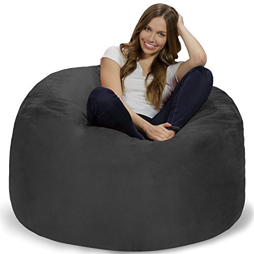 Chill Sack Bohnenbeutelstuhl: Riesige 4' Memory Schaum Möbel Bean Bag - großes Sofa mit weicher Microfaser - Holzkohle