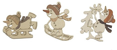 Kuhnert Drechslerei Schmuckanhänger/Baumschmuck - Motiv: Schneemann als Sportler im 6er Set - Höha: ca. 7 cm - Made in Germany