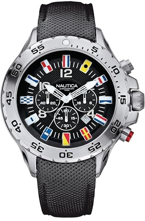 Nautica Men's N16553G Stainless Steel Watch with Black Band