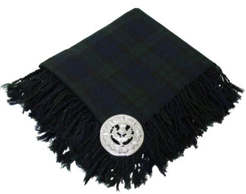 Tartanista - Herren Fly Plaids für Kilt - mit Brosche - Black Watch-Tartanmuster