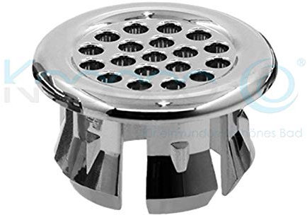 KNOPPO® Waschbecken Überlauf Abdeckung, Überlaufblende - Sieve (6 verschiedene Design Modelle) chrom