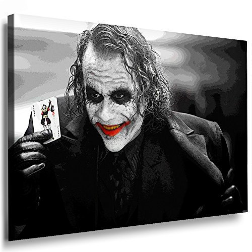 Boikal / Leinwand Bild Joker - Film Batman Heath Ledger Leinwanddruck, Kunstdruck fm30 Wandbild 100 x 70 cm