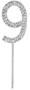 Cake Star Diamante Silver Cake Number, Sparkling Number on Strong Metal Wire, Baking Decorations for Birthday or Anniversary, Give Cakes a Personal Touch - Clear 9