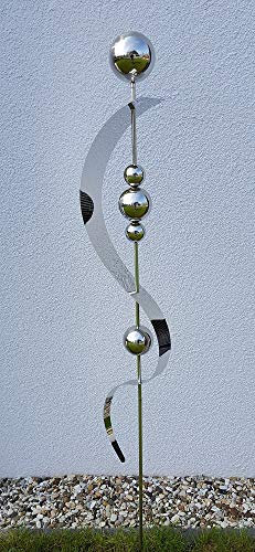 Skulptur Merkur poliert aus Edelstahl 150 cm Gartendekoration Beetstecker Rosenkugel