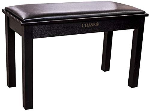 Chase CPS-370BK Piano Duet Stool Bench Black Finish With Storage Compartment