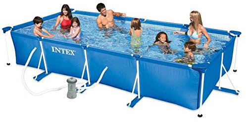 Intex Rectangular Frame Piscine Tubulaire Rectangulaire, Bleu, 450cm x 220cm x 84cm