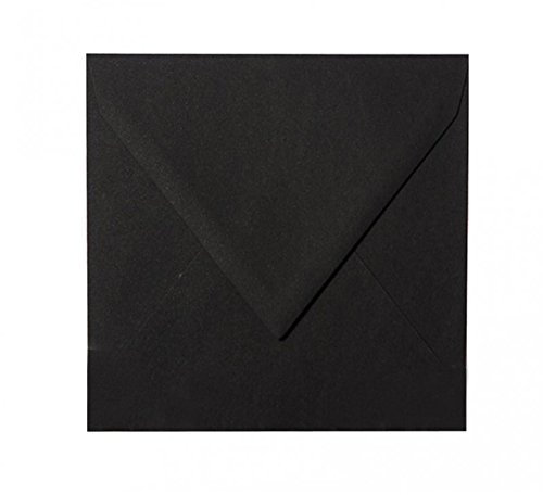 Paper24 50 Quadratische Briefumschläge Schwarz 125 x 125 mm 12,5 x 12,5 cm, mit Dreieckslasche