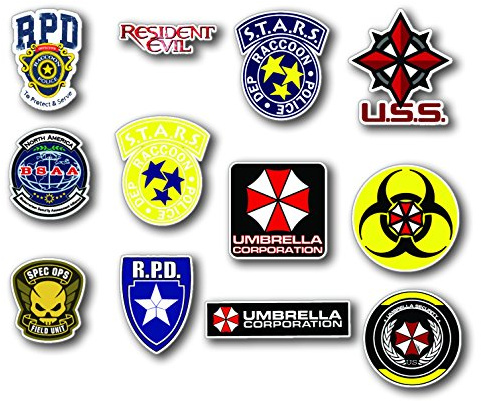 STICKERZZZ!!! Umbrella Corporation Resident Evil – Set mit 12 Aufklebern, Digitaldruck auf einem Orafol-Medien mit der Größe 53 x 33 cm