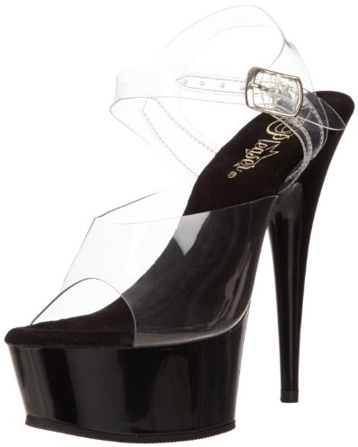 Pleaser PLEASER DELIGHT-608, Damen Plateau Sandalen, Transparent (transparent (Clr/Blk)), 38 EU