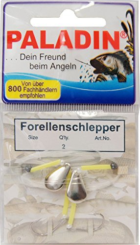 2 Forellenschlepper Forellenhaken Forellen Spinner, Größe:8, Farbe:Silber