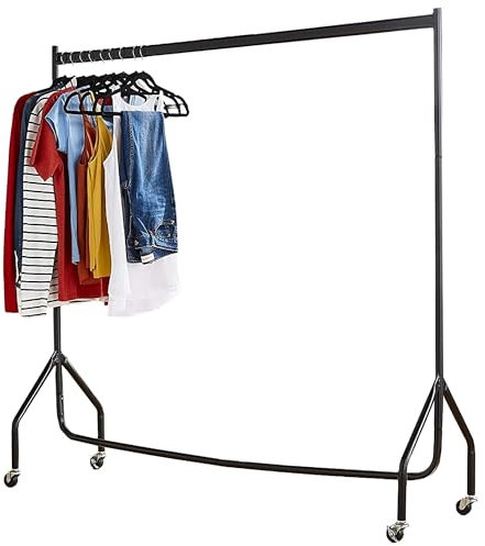 House of Home Extra Heavy Duty 4FT Long x 5FT Clothes Rail In Black - Clothes Rack For Bedroom, Small Clothes Rail, Quality Hanging Storage No Tools Required - Easy to Erect & Collapse