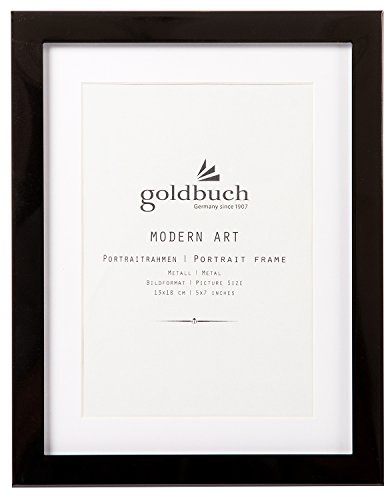 goldbuch 960293 Portraitrahmen Modern Art, Bilderrahmen für 1 Bild im Format 13 x 18 cm, Galerierahmen mit Aufsteller und weißem Passepartout, Metallrahmen, Einzelrahmen, Foto Rahmen, Metall, Schwarz