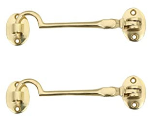 Renovators Supply Drehgelenk-Riegel aus massivem Messing, 10,2 cm lang, schwere Haken für Schrank, Fenster, Küche, Schrank, Schiebetür, Scheune oder Zauntor, Hardware-Schlösser mit