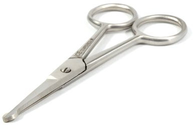 blueINOX Nasenschere/Bartschere/Ohrenhaarschere – Präzisionsschere mit gerader Schneide (10 cm, abgerundete Spitze, Edelstahl)