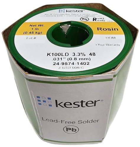 Kester 24-9574-1402 K100LD, bleifrei, Kolophoniumdraht, 0,78 cm Durchmesser, kostengünstige Legierung, 0,5 kg Spule