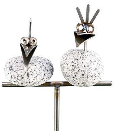 Gebrüder Lomprich Steinvogelzwillinge auf Stab SV 441, Höhe ca. 90 cm