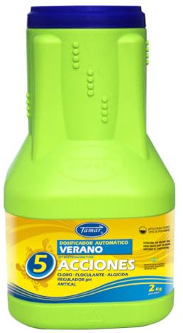 Tamar Dosificador Cloro en Pastillas, Dispensador Automatico Tabletas de Verano, Tratamiento Piscina, disolucion Lenta, biocida Especial multiaccion, 2 Kilos