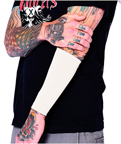 Tat2X Ink Armor Premium Forearm 9 Tattoo Cover Up Sleeve - No Slip Gripper - U.S. Made - White - 3X