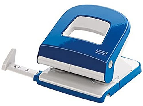 Novus E 225 Locher (25 Blatt Lochleistung, mit Anschlagschiene, hochwertiger Bürolocher) schwarz glänzend