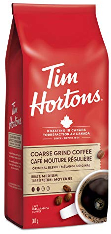 Tim Hortons Original Blend, Coarse Grind, Medium Roast Arabica Coffee, 300g Bag