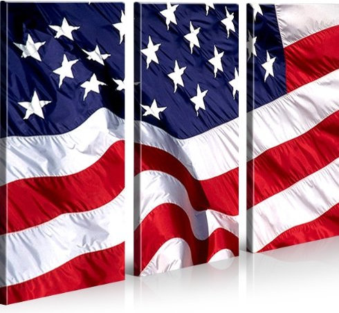 islandburner Bild Bilder auf Leinwand USA Flagge Stars and Stripes XXL Poster Leinwandbild Wandbild Dekoartikel Wohnzimmer Marke
