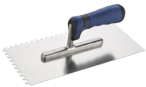 Connex COX781266 Zahnglättekelle, rostfrei, Zahnung rechts und vorne, 2-Komponenten-Griff, Größe 280 x 130 mm, Zahnung 6 x 6 mm