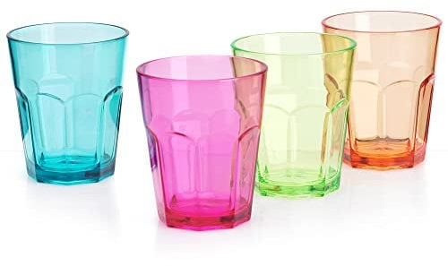 Flamefield Unisex Farbige Acryl Soda Gläser (4 Stück), Sortiert