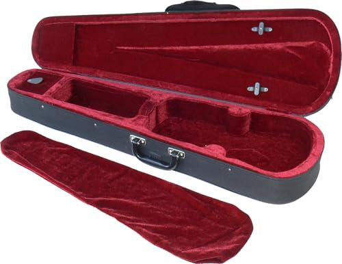4/4 Geigenkoffer leicht - Stabiler Cordura Violinenkoffer - Formkoffer mit dunkelroter Samt Innenauskleidung, Rucksackgurten, Notentasche & Accessoirefach, ca. 1,5 kg