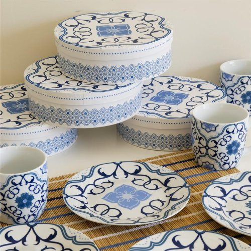 Now Designs Teller, Madeira Indigo, 4 Stück