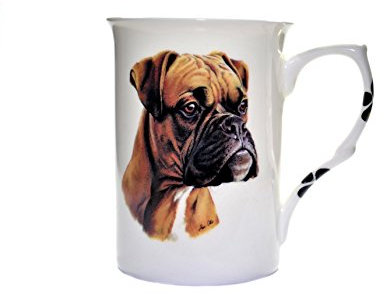 (BB11) Hand decorated SINGLE BONE CHINA BEAKER/ MUG/CUP BOXER RED, Hand decorated Kirsty Jayne China