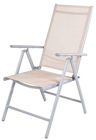 LINDER Aluminium Klappstuhl 4Stück 7-Fach verstellbar Klappsessel Gartenstuhl Camping, Farbe:beige