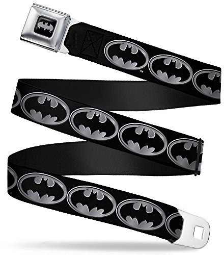 Buckle-Down Herren Sicherheitsgurt Batman Kinder, Schild schwarz/silber, 2,5 cm breit - 50,8-91,4 cm - mehrfarbig - 4 cm Breit-61/97 cm Länge