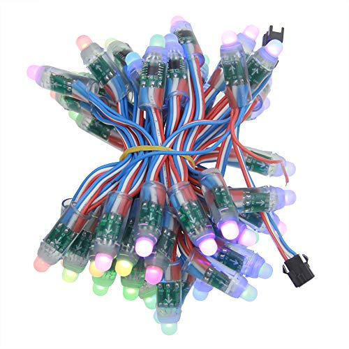 ALITOVE WS2811 Pixels Individually Addressable RGB Lichterketten 50pcs LEDs 5V 12mm Diffused Digital Dream Color Programmable LED Bullet Module String Light Wasserdicht IP68 für Außen & Innen