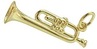 Trompete Flügelhorn Anhänger 3D echt 14 Karat Gold 585 (Art.205046)