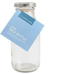 Lakeland Retro Glass Milk Bottle with Lid, 250ml - Small