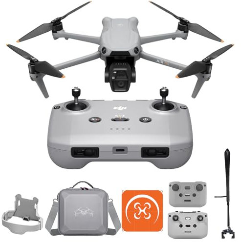 DJI Air 3S (RC-N3) mit Vielseitiges Zubehör, Drohne mit 4K-Kamera, Dual-Kameradrohne mit 1 CMOS Weitwinkelkamera, 4K/60fps HDR Video und Dynamikumfang von 14 Blendenstufen, 45 Min Maximale Flugzeit