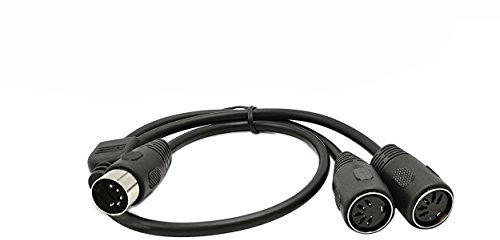 sinloon Midi DIN 5 pines divisor adaptador en Y Cable, MIDI 5 pin macho a doble 2 x DIN-5 hembra cable de audio, teclado MIDI (sintetizador, Órgano, Piano eléctrico, Guitarra MIDI (D5P M-2 F, 0.5M)