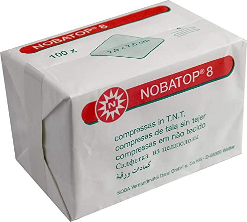 Vliesstoffkompresse Nobatop 8, Verband, Mullbinden, unsteril 7,5 x 7,5cm, 100 Stück, 12er Pack (12 x 100 St.)