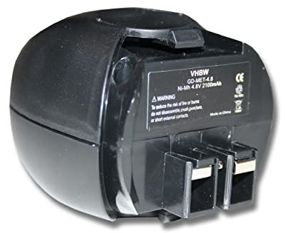 vhbw Akku kompatibel mit Metabo Powergrip2, Powergrip 2, Powergrip II Elektrowerkzeug (2100mAh NiMH 4,8 V)